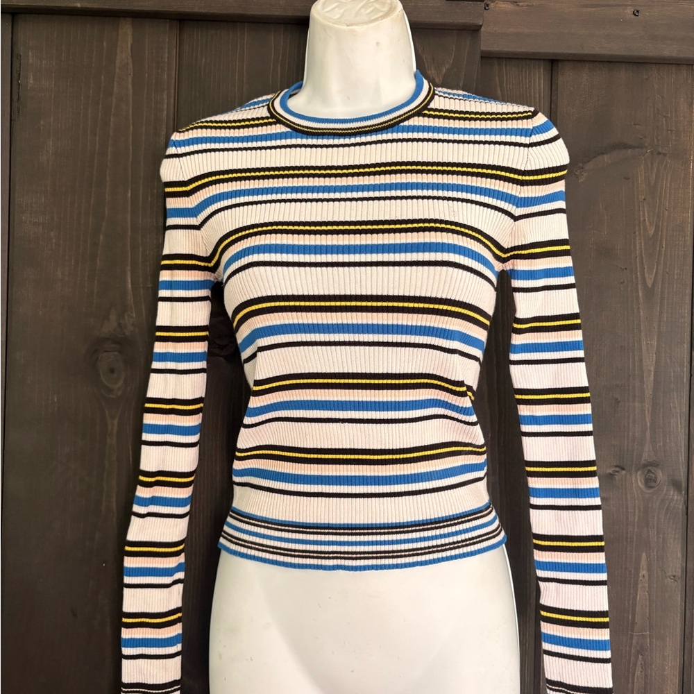 Forever 21 Multicolor Striped Long Sleeve Top medium